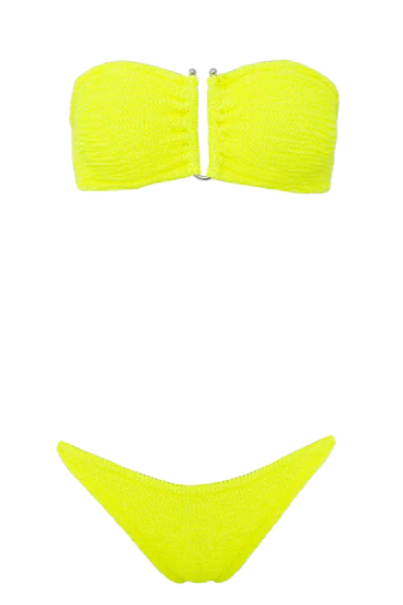 Paramidonna Geribbelde Bandeau Bikini Geel