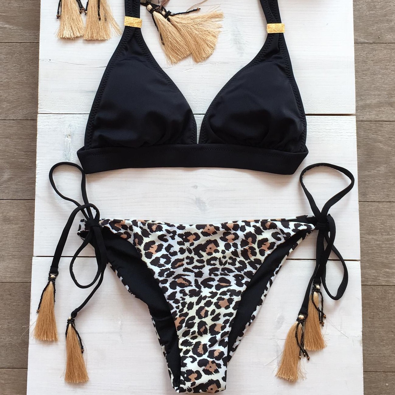 Jaguar Halter Bikini Black