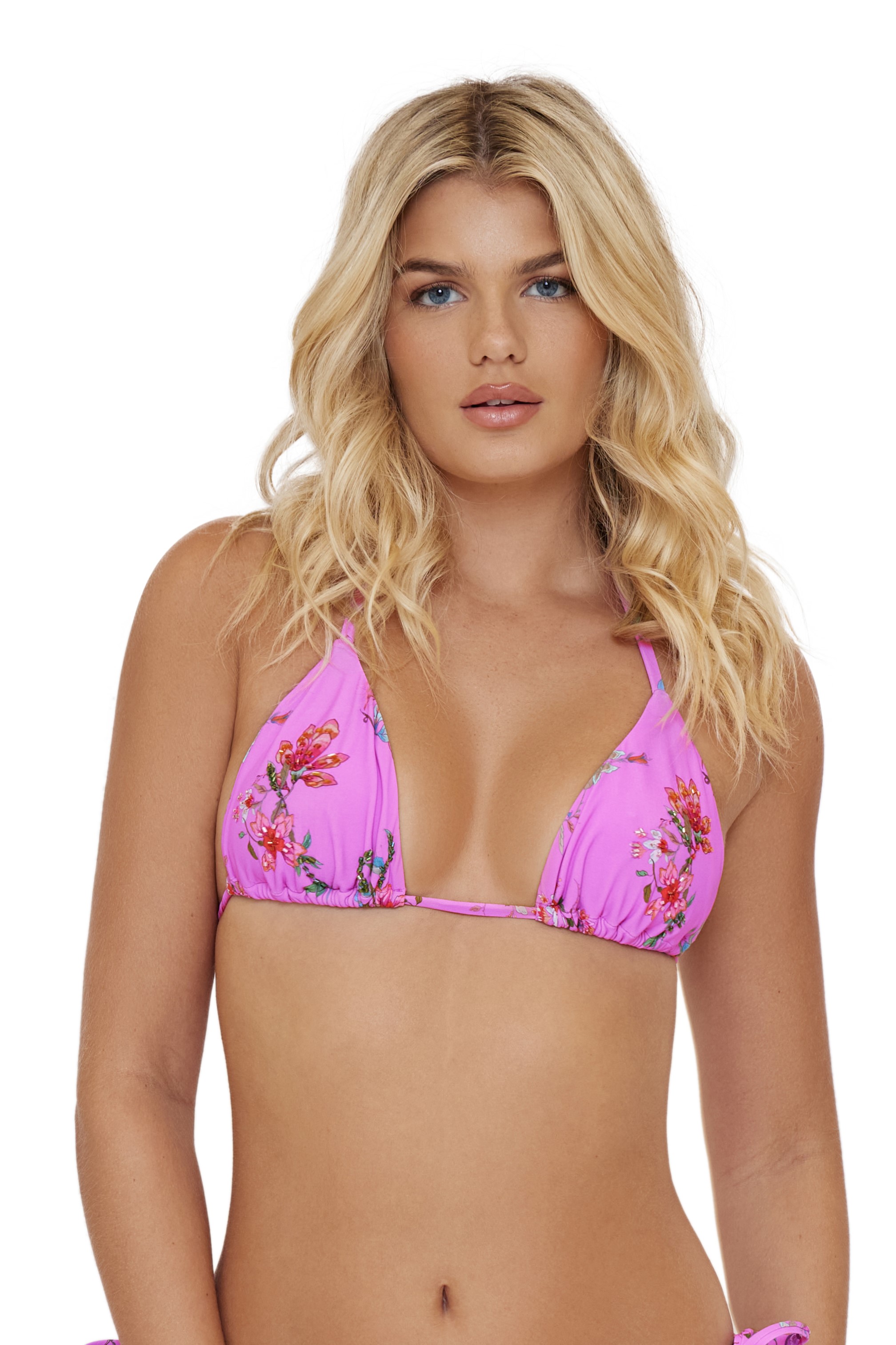Pilyq Swim Garden Pink Triangle Bikini Top