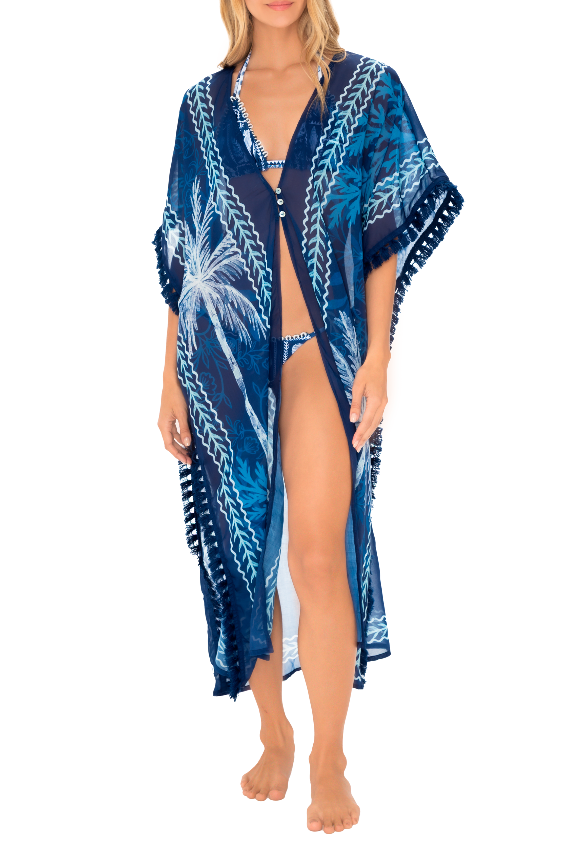 Milonga Lunelly Luxe Lange Kimono Blauw