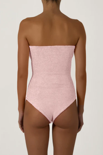 Paramidonna Geribbeld Bandeau Badpak Licht Roze