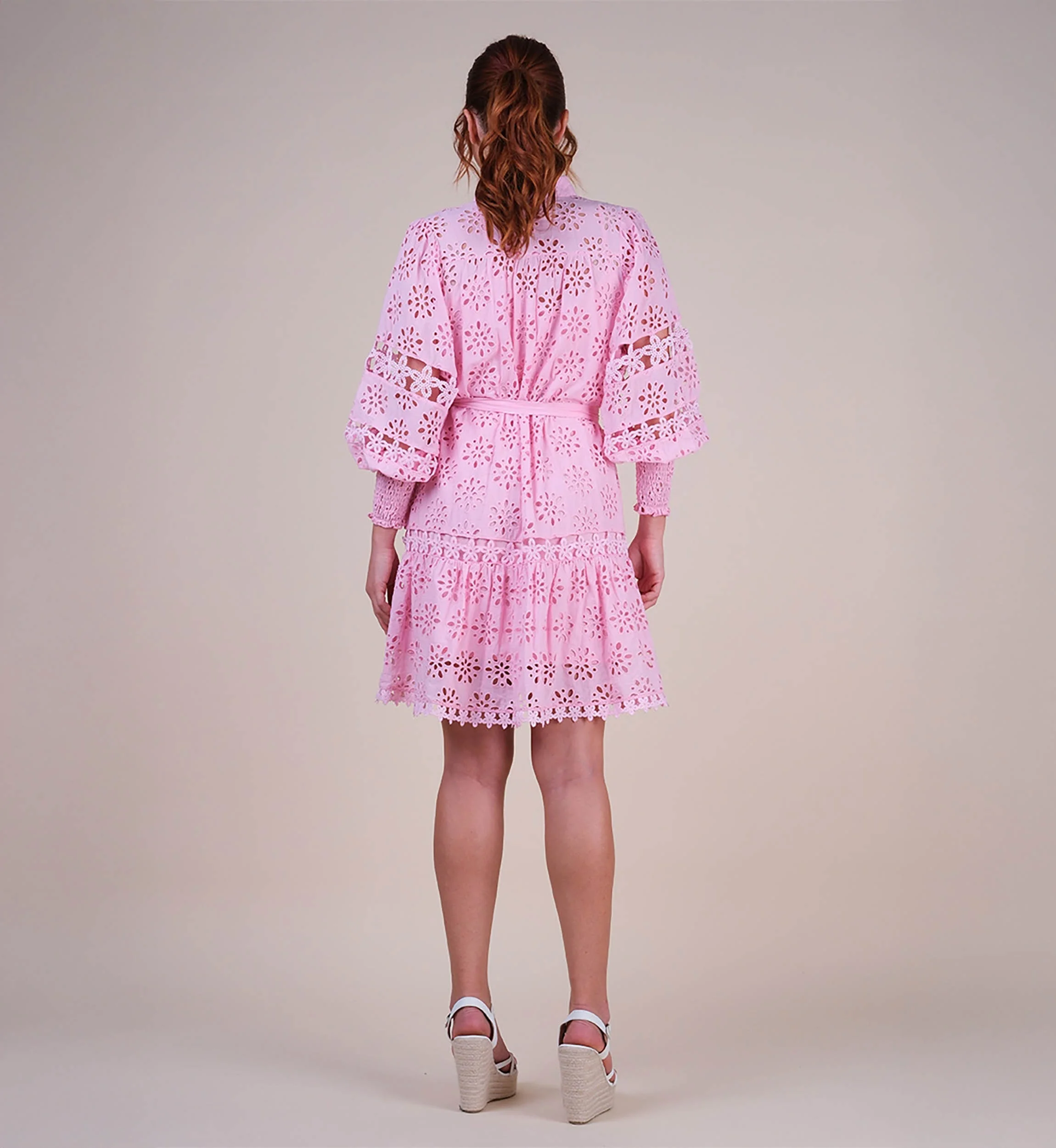 Miss June Positano Broderie Dress Pink