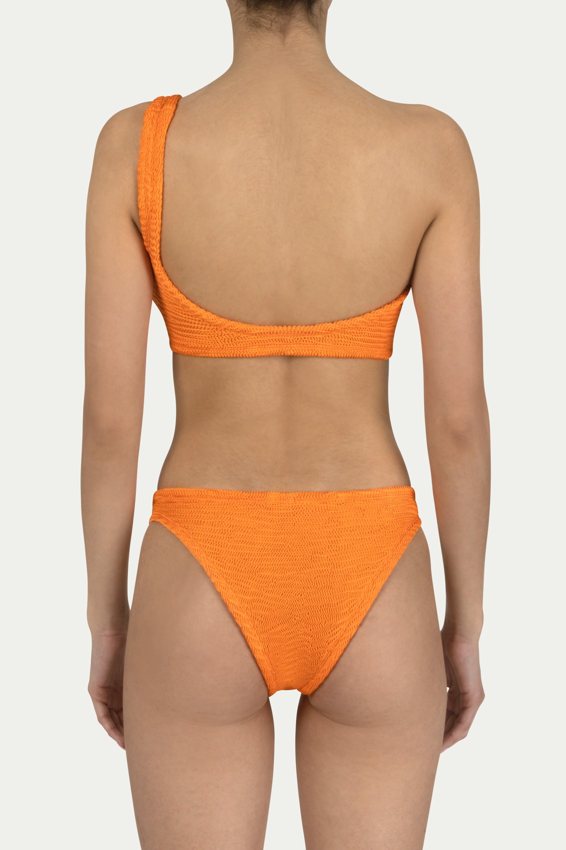 Paramidonna Stassie Ribbed One Shoulder Bikini Orange