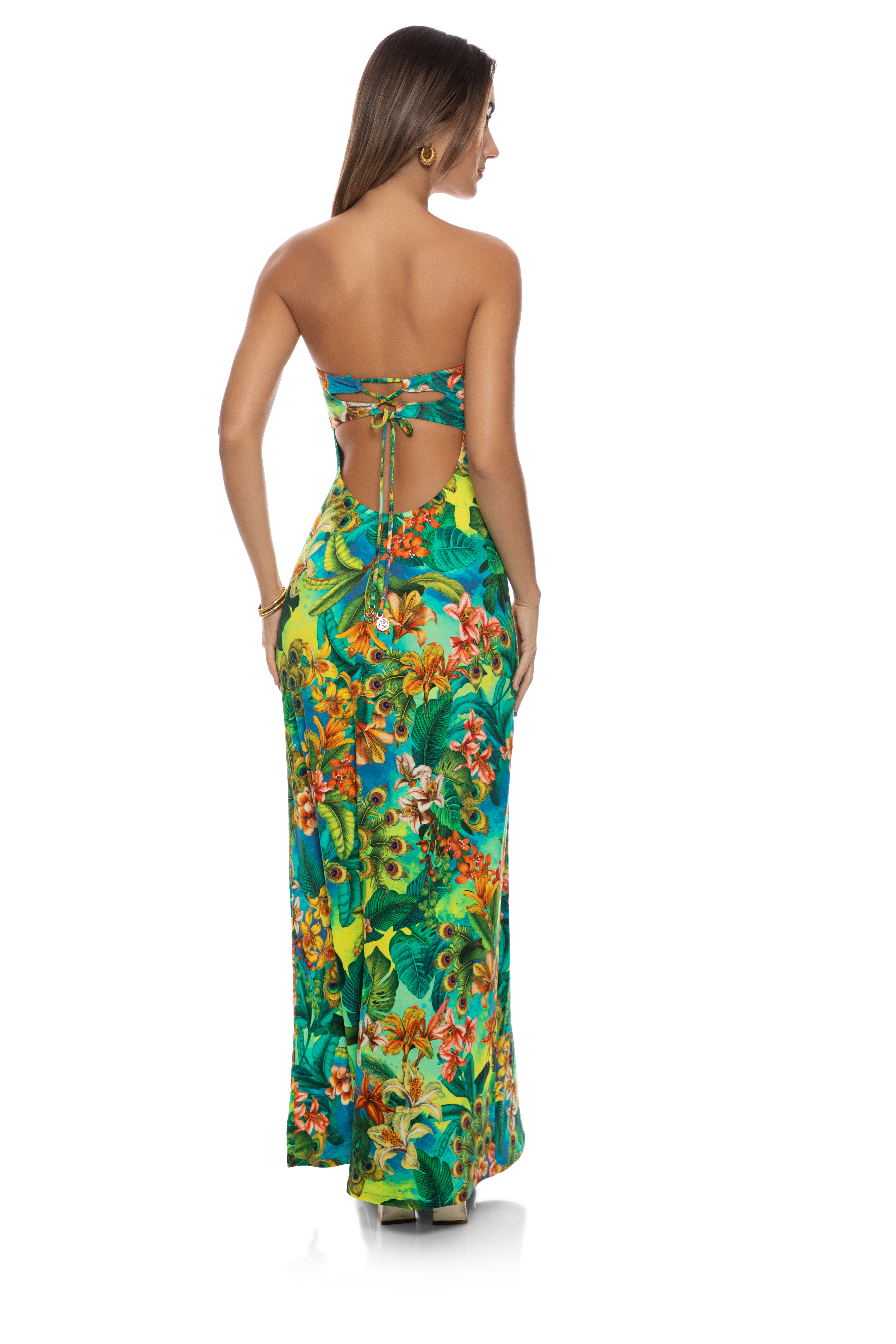Luli Fama Peacock Affair Strapless Dress