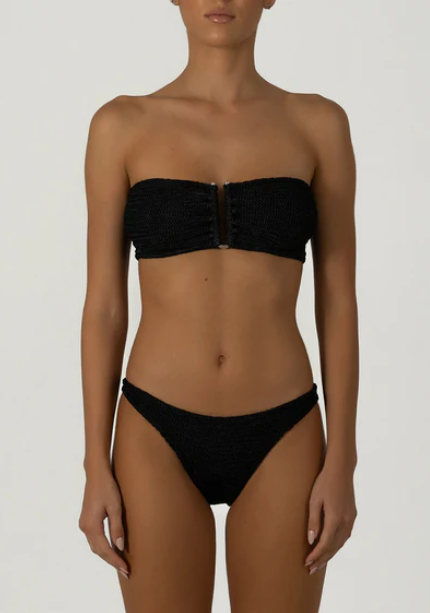 Paramidonna Geribbelde Bandeau Bikini Zwart