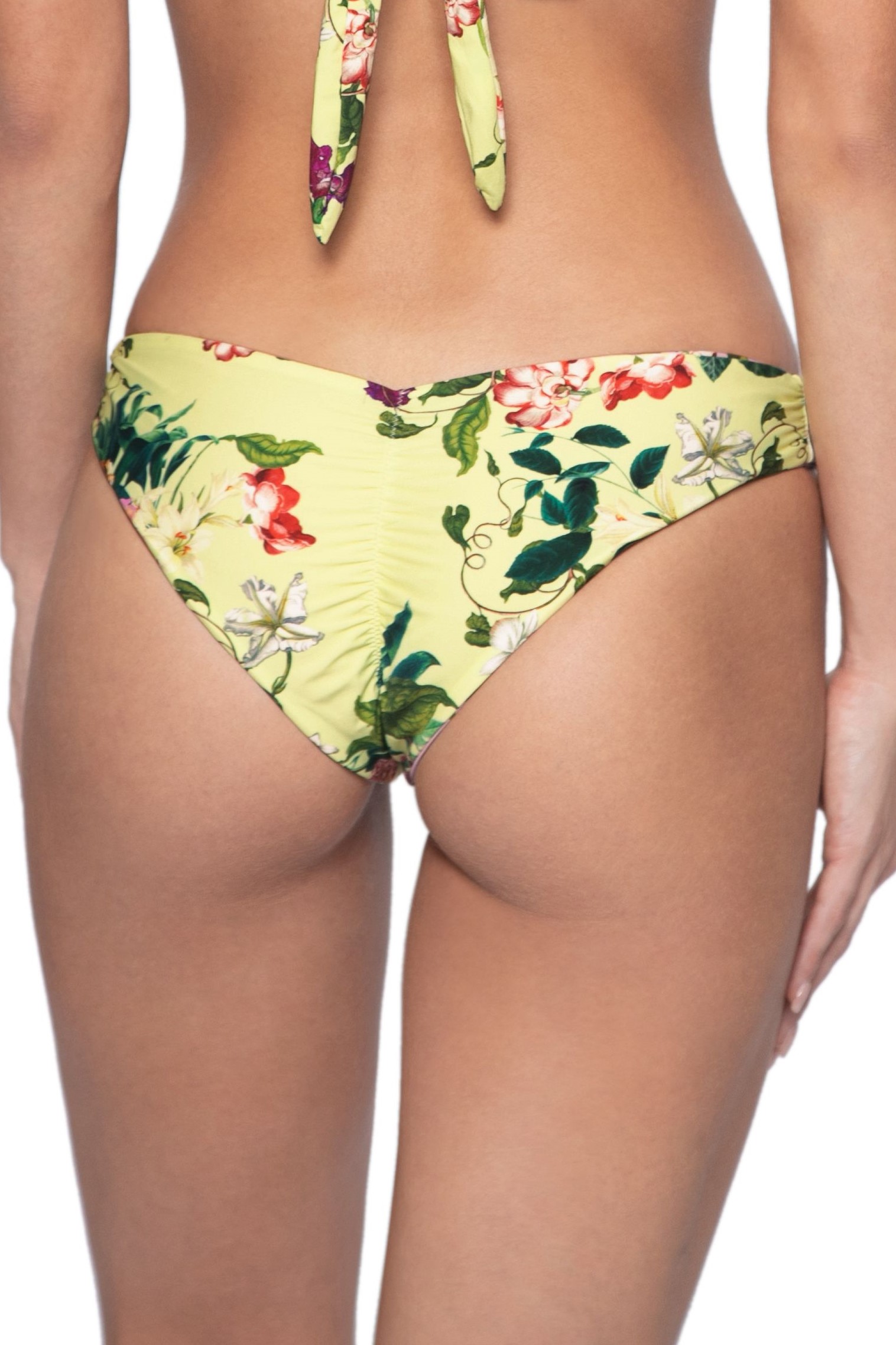 Pilyq Swim Summer Hibiscus Scrunch Bikini Bottom 