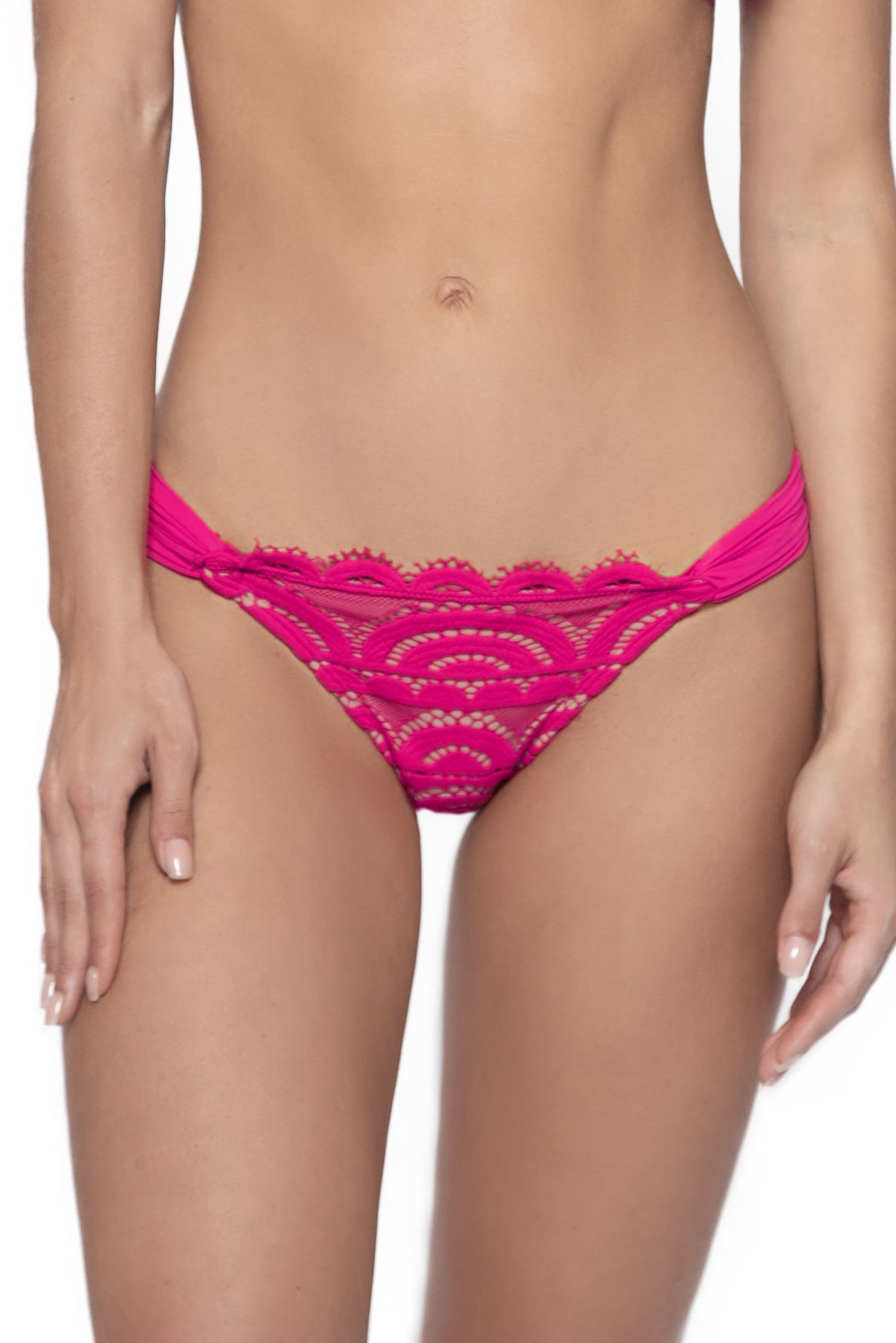 Pilyq Swim Cosmo Pink Lace Latin Bikini Bottom 