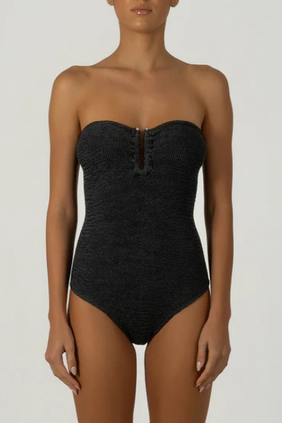 Paramidonna Frida Ribbed Strapless Swimsuit Black